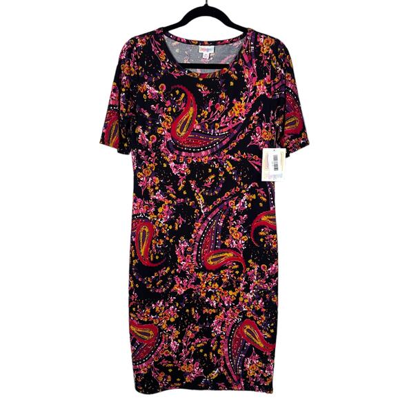 Lot of 2 LuLaRoe Julia Dress Retired Style Floral and Geo Print Size M (8-10) - Picture 2 of 7